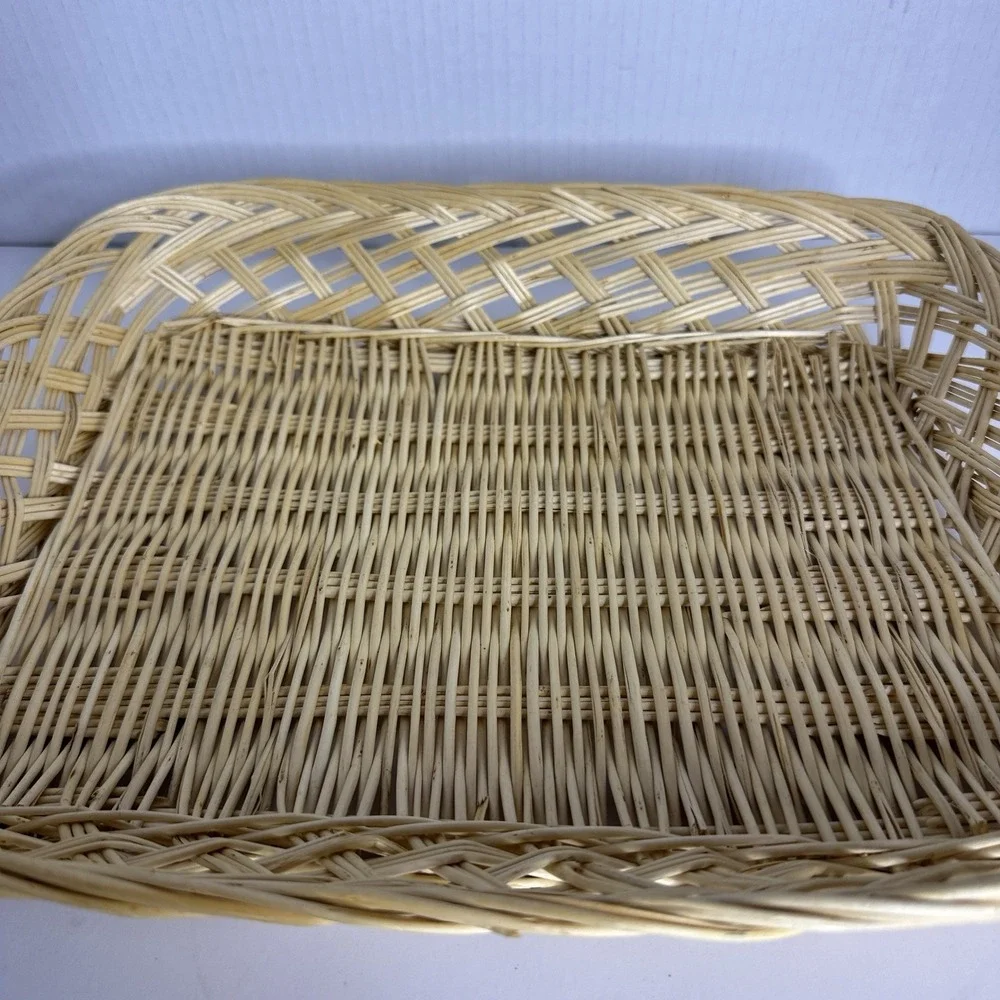 Rectangle Natural Wicker Woven Basket Bread Tray‎ Table Cottage Core